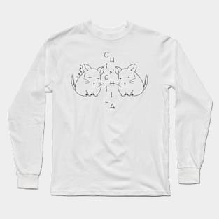 Minimal Cute Chinchilla Logo Black White Art Long Sleeve T-Shirt